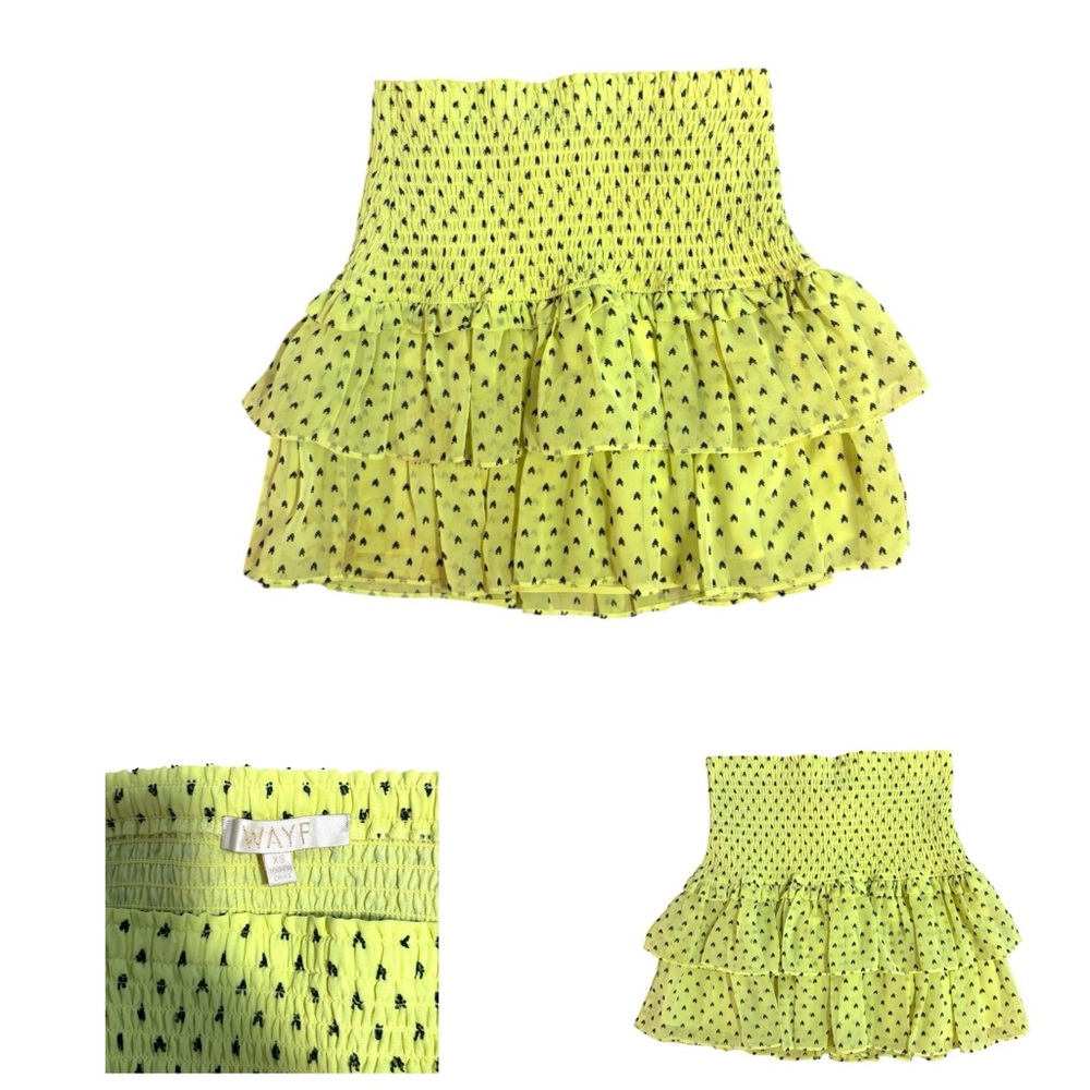 Wayf Neon Ruffle Polka Dot Skirt